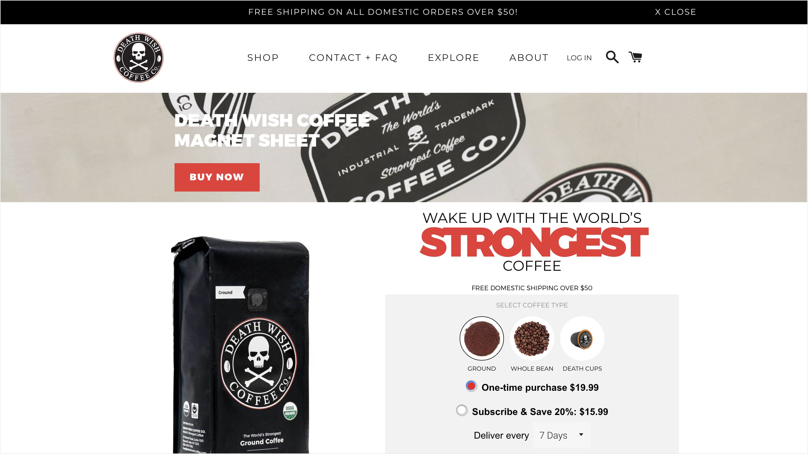 Death Wish Coffee Shopify Site