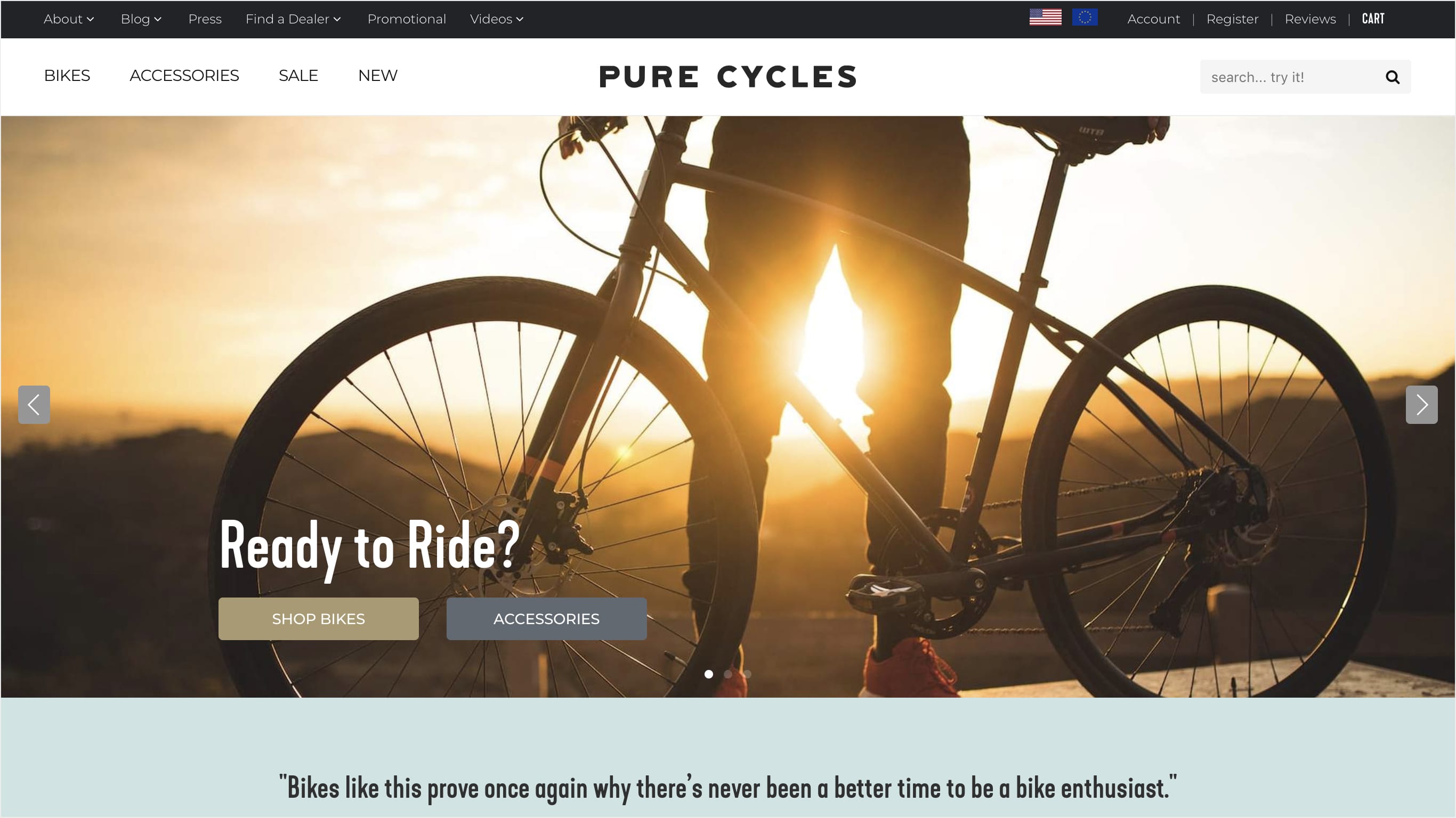 Pure Cycles Shopify Site