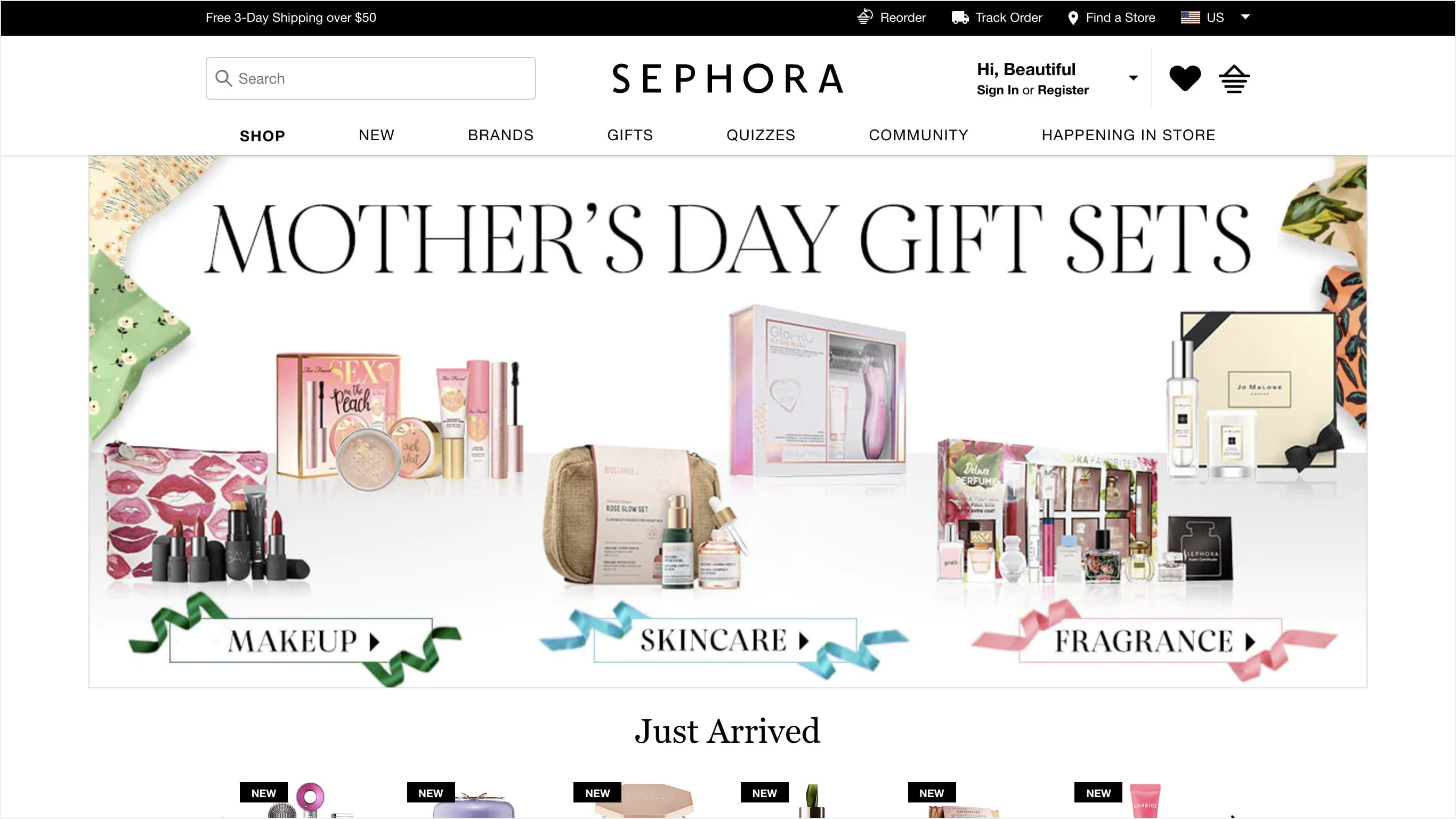 Sephora Shopify Site