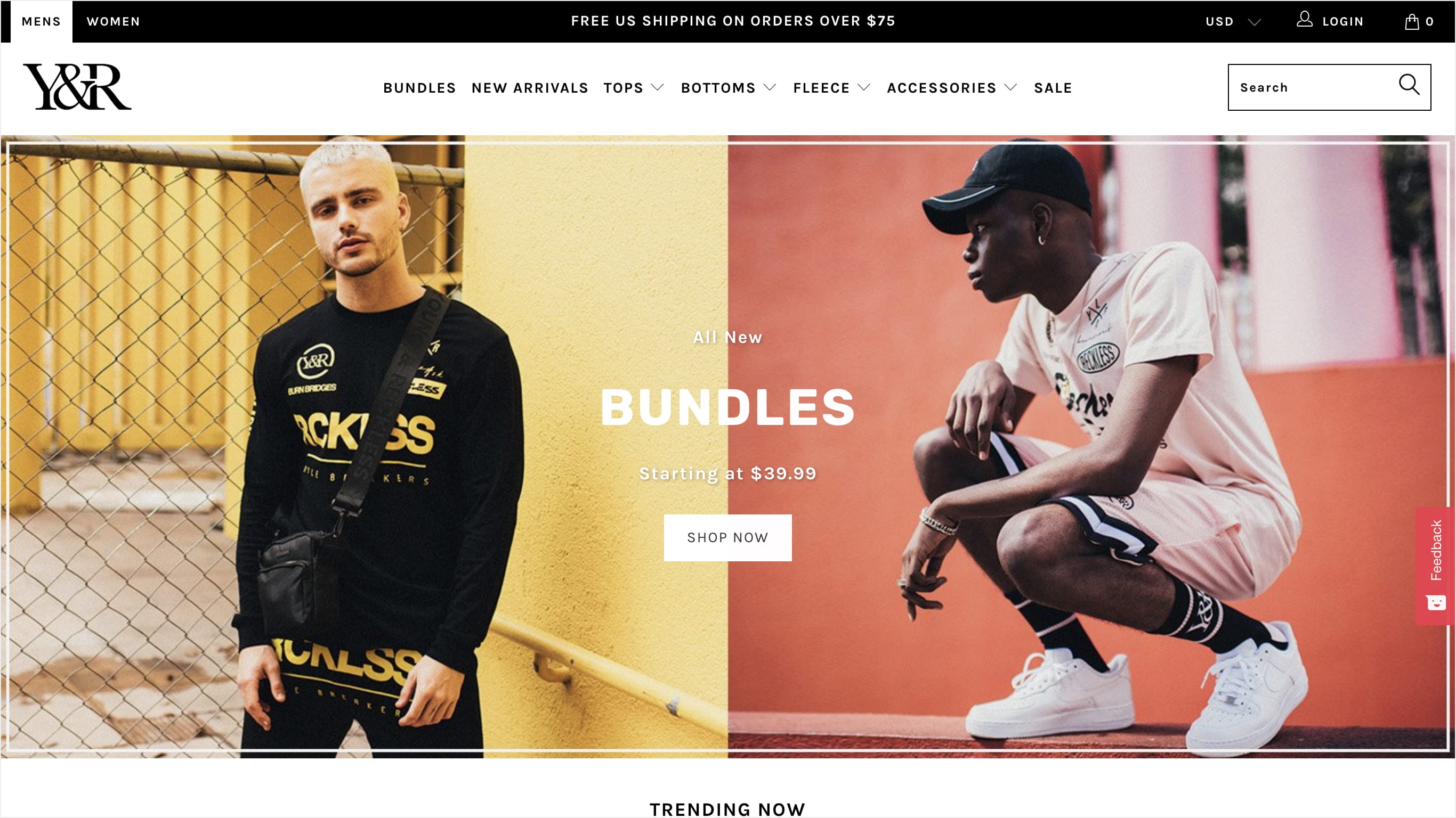 Young & Reckless Shopify Site